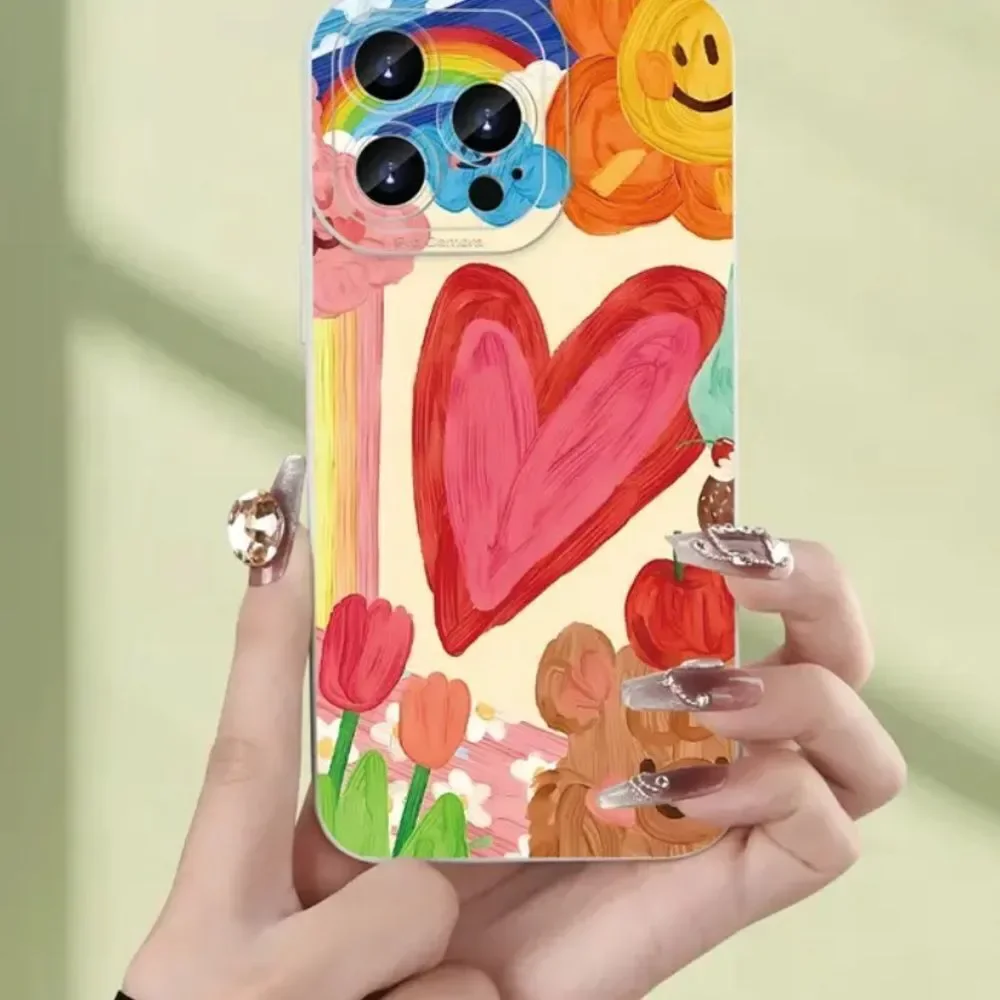 🌸🩷 EUC Colorful Heart Design + Floral Phone Case Bundle iPhone 11 🩷🌸